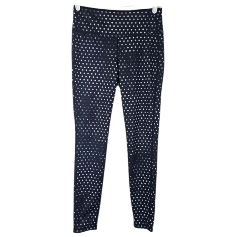 Athleta Salutation Stash 7/8 Leggings Polka Dot Lunar Phases Black White Size S